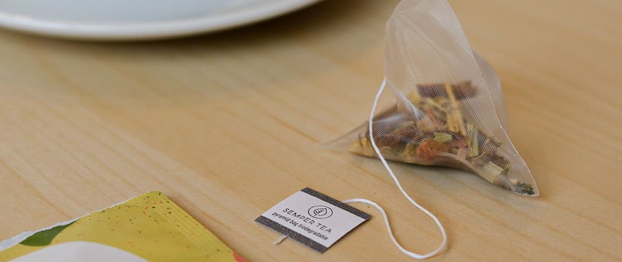 te bolsita bolsita piramide Biopolímero de fuentes renovables semper tea ambar