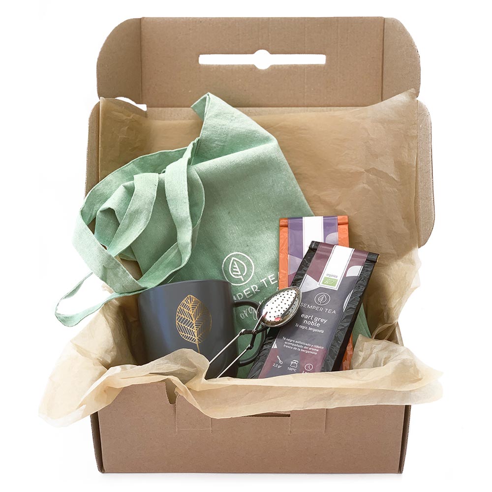 Caja regalo de té a granel con taza y filtro Semper Tea