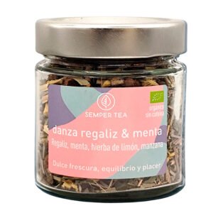 Infusión ecológica de regaliz y menta – Hoja suelta en tarro de cristal como regalo aromático