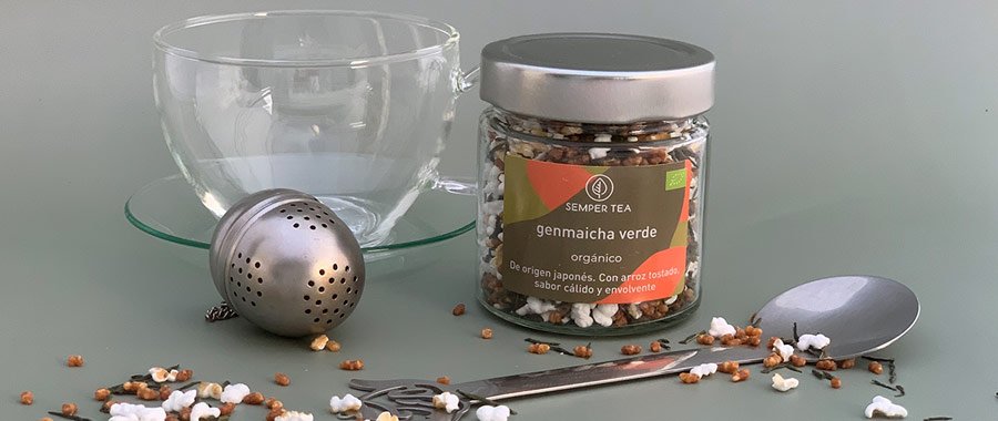 Genmaicha Semper Tea en tarro de cristal