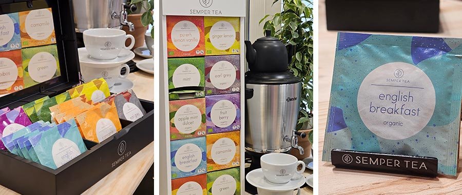 Ámbar: té en sobres individuales con pirámide eco para hosteleria