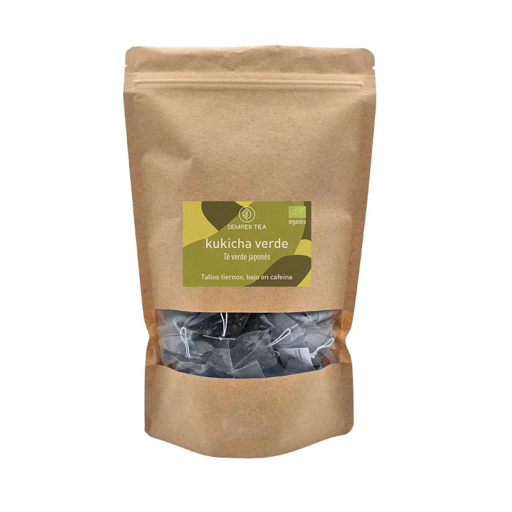 Té Verde Kukicha Japonés Ecológico en Pirámides | Suaves y Bajo en Teína semper tea