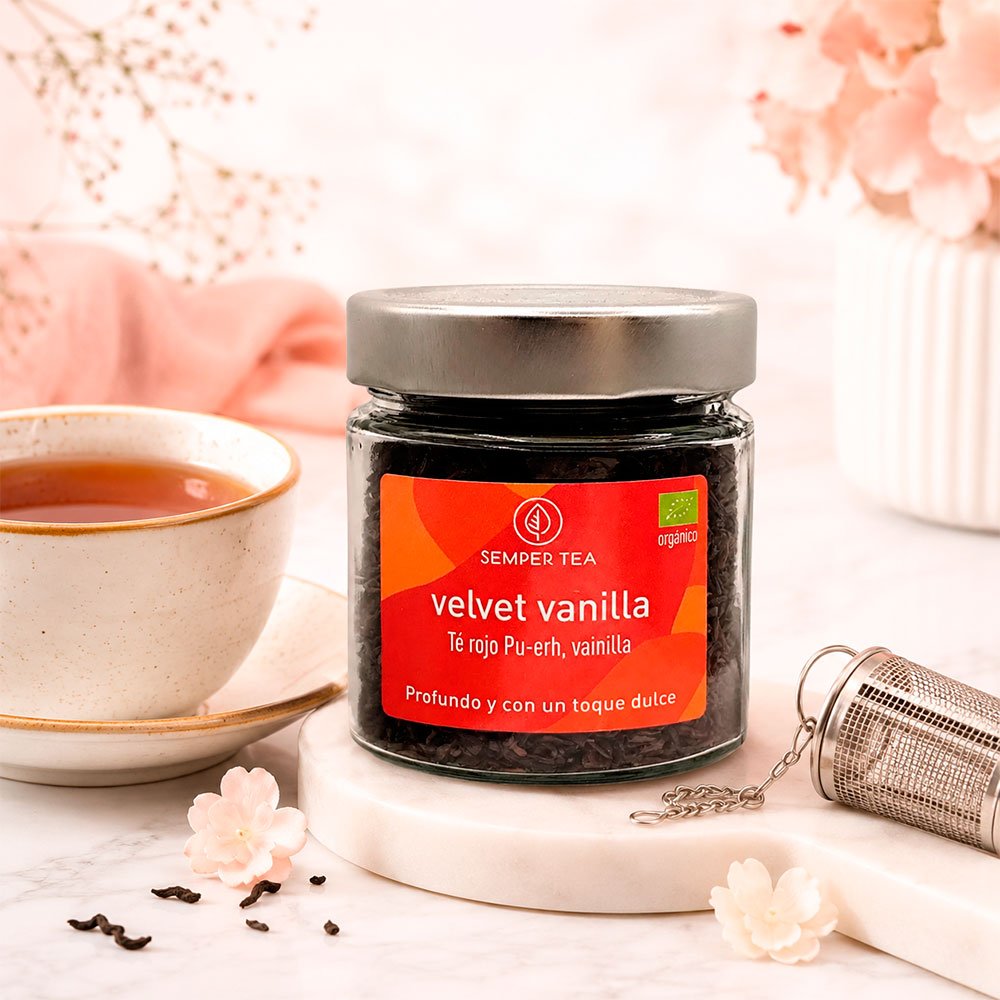 Té rojo Pu Erh con vainilla para sobremesa gourmet