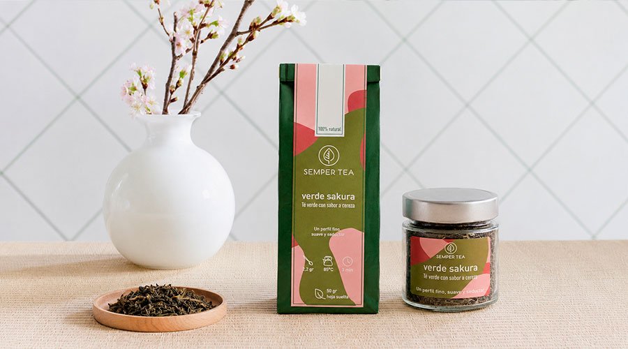 Verde Sakura té verde con cereza para momentos de calma